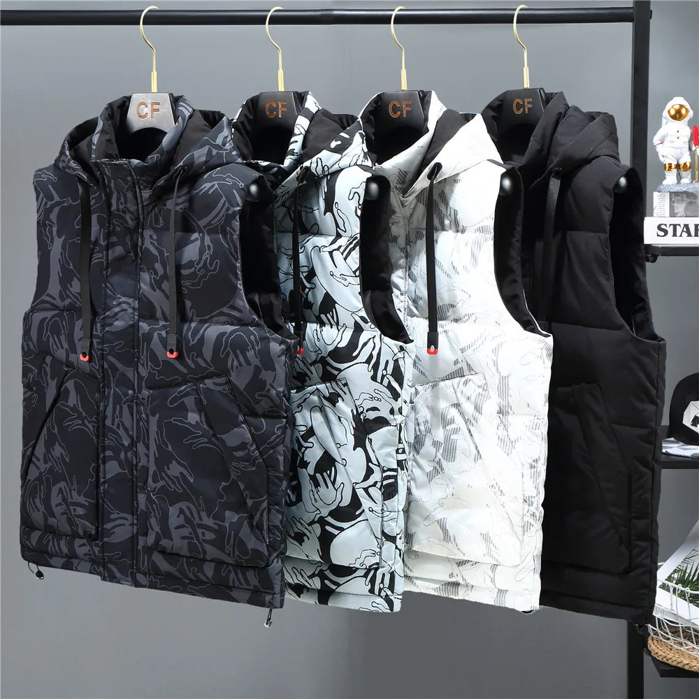 Men's Winter Camouflage Vest – Warm Hooded Sleeveless Jacket | Camo Colors