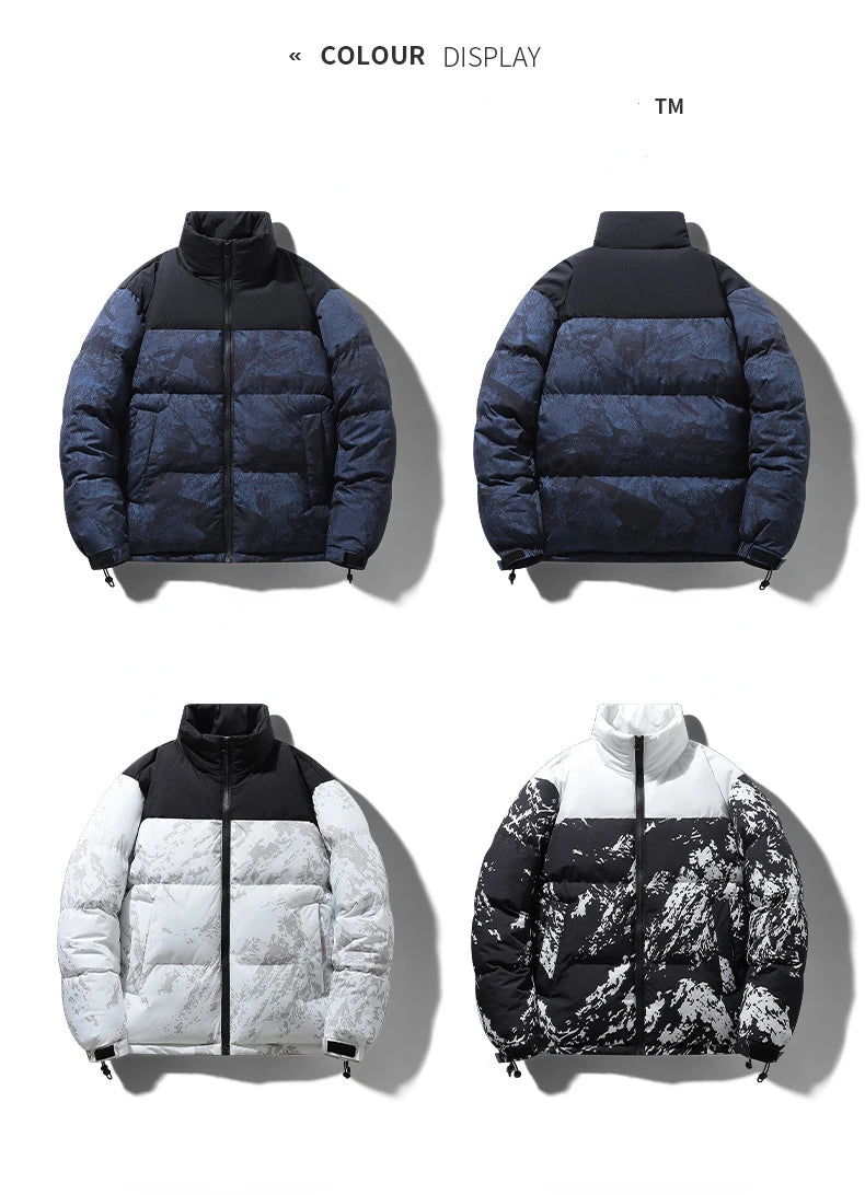 Men's Hip-Hop Camo Jacket: Windproof, Padded Stand Collar Parka Camo Colors