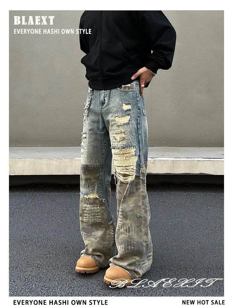 American High Street Washed Straight-Leg Jeans | Camo Colors