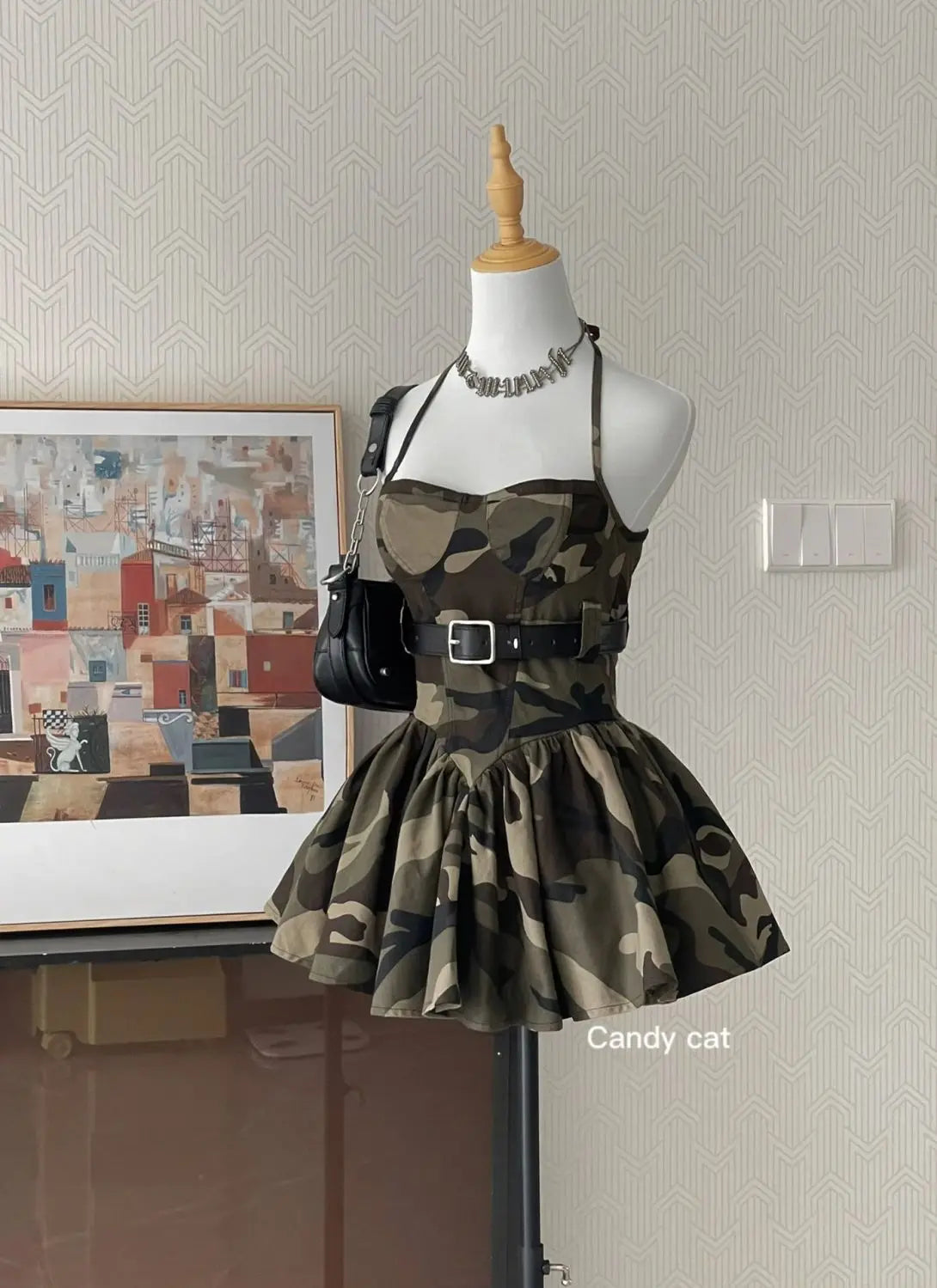 Harajuku Spicy Girl Camo Camisole Skirt Mini Dress 2025 Y2K Camo Colors