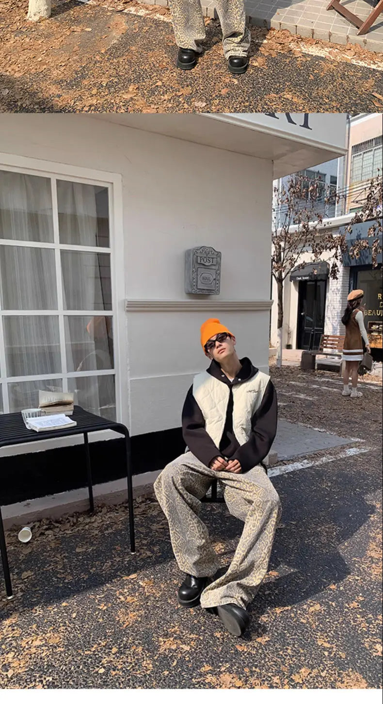 Camo Leopard Print Jeans for Men & Women Loose Straight Fit Camo Colors