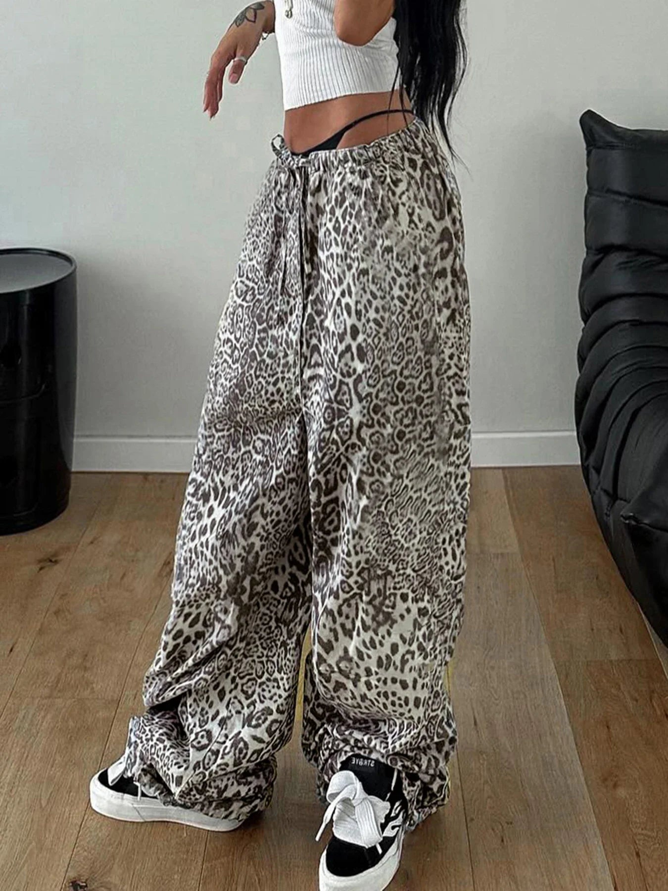 Women's Grey Leopard Print Cargo Pants | Vintage Y2K Style | Camo Colors