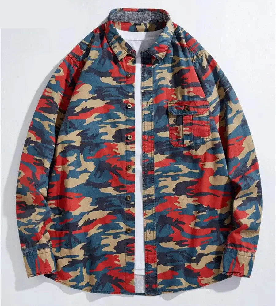 Camouflage Cotton Shirt for Men – Casual Outdoor Climbing Top | Camo Colors
