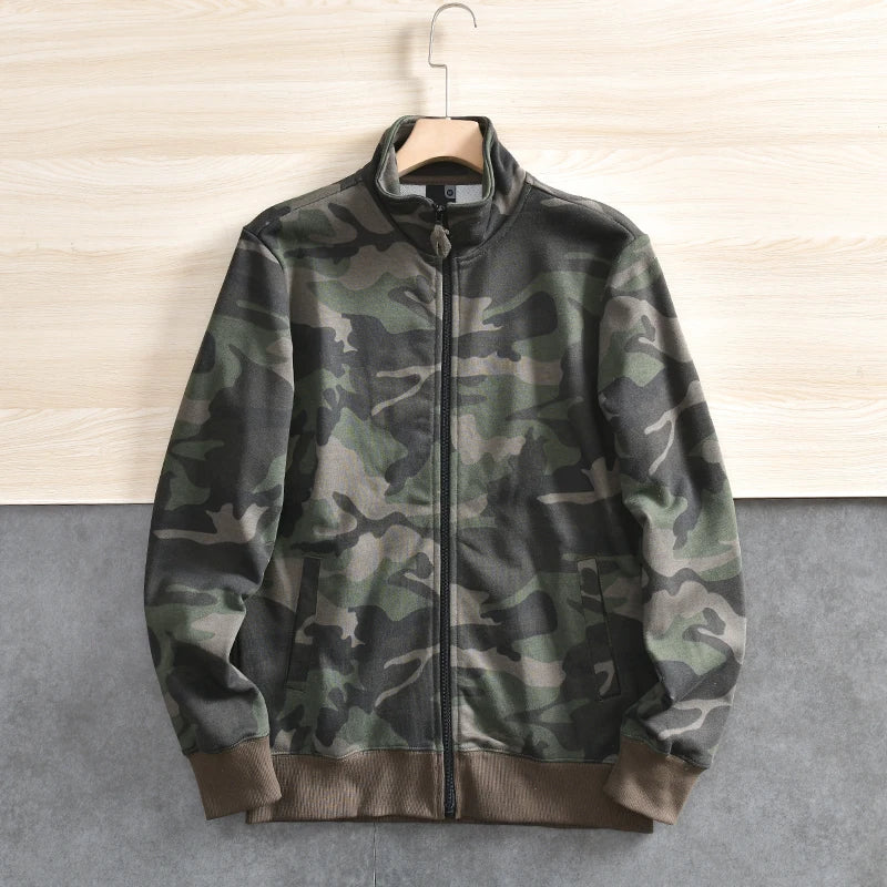 Men's Camouflage Military-Style Zip-Up Hoodie | Camo Colors