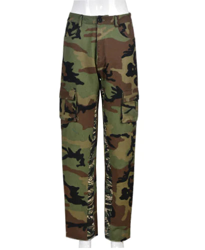 Camo Cargo Pencil Straight Pants Camo Colors