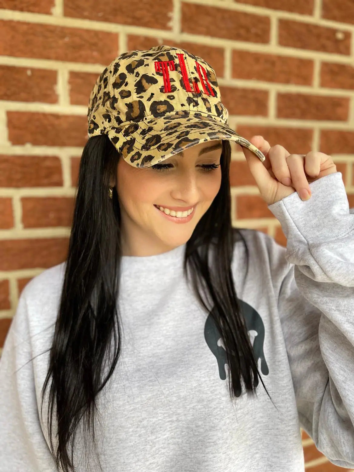 Leopard Monogram Hidden Ponytail Hat Camo Colors