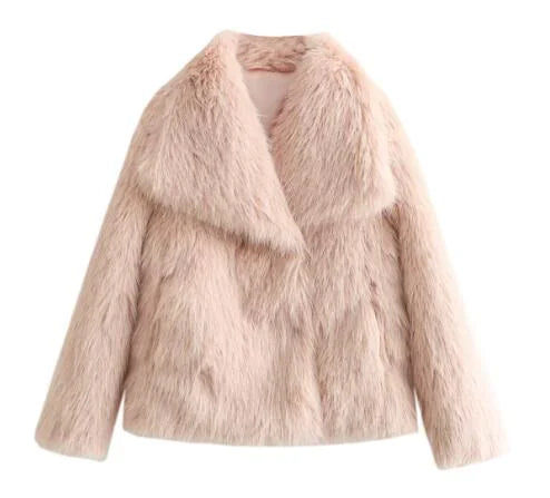 Women's Faux Fox Fur Coat Camo Colors