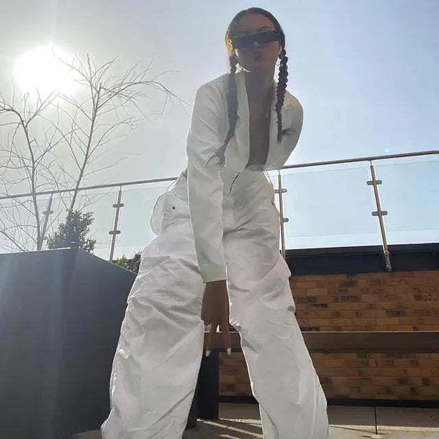 Vintage-inspired Wide Leg Cargo Pants Camo Colors