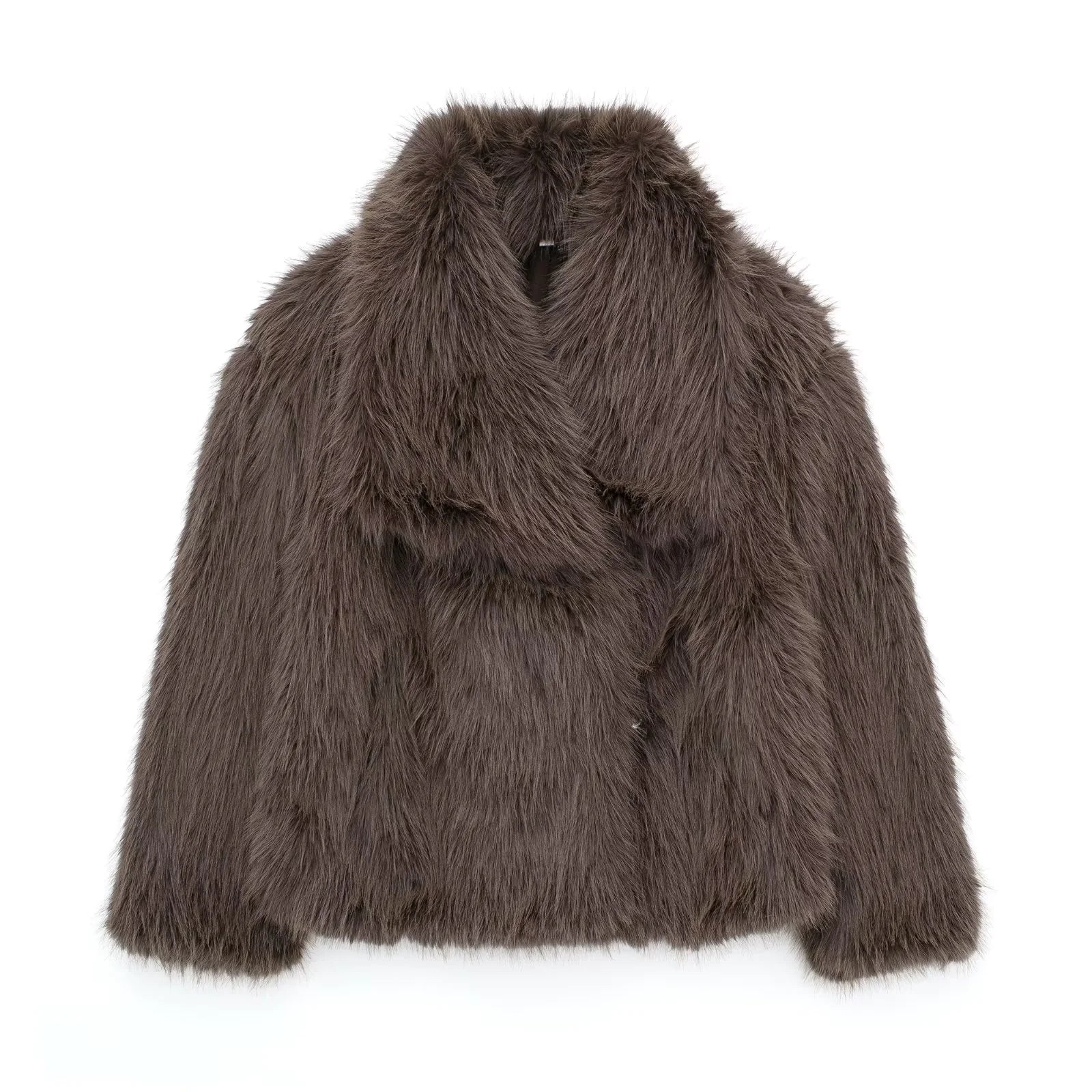 Women's Faux Fox Fur Coat Camo Colors