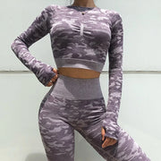 Purple Camo Sleeve Crop Top Camo Colors