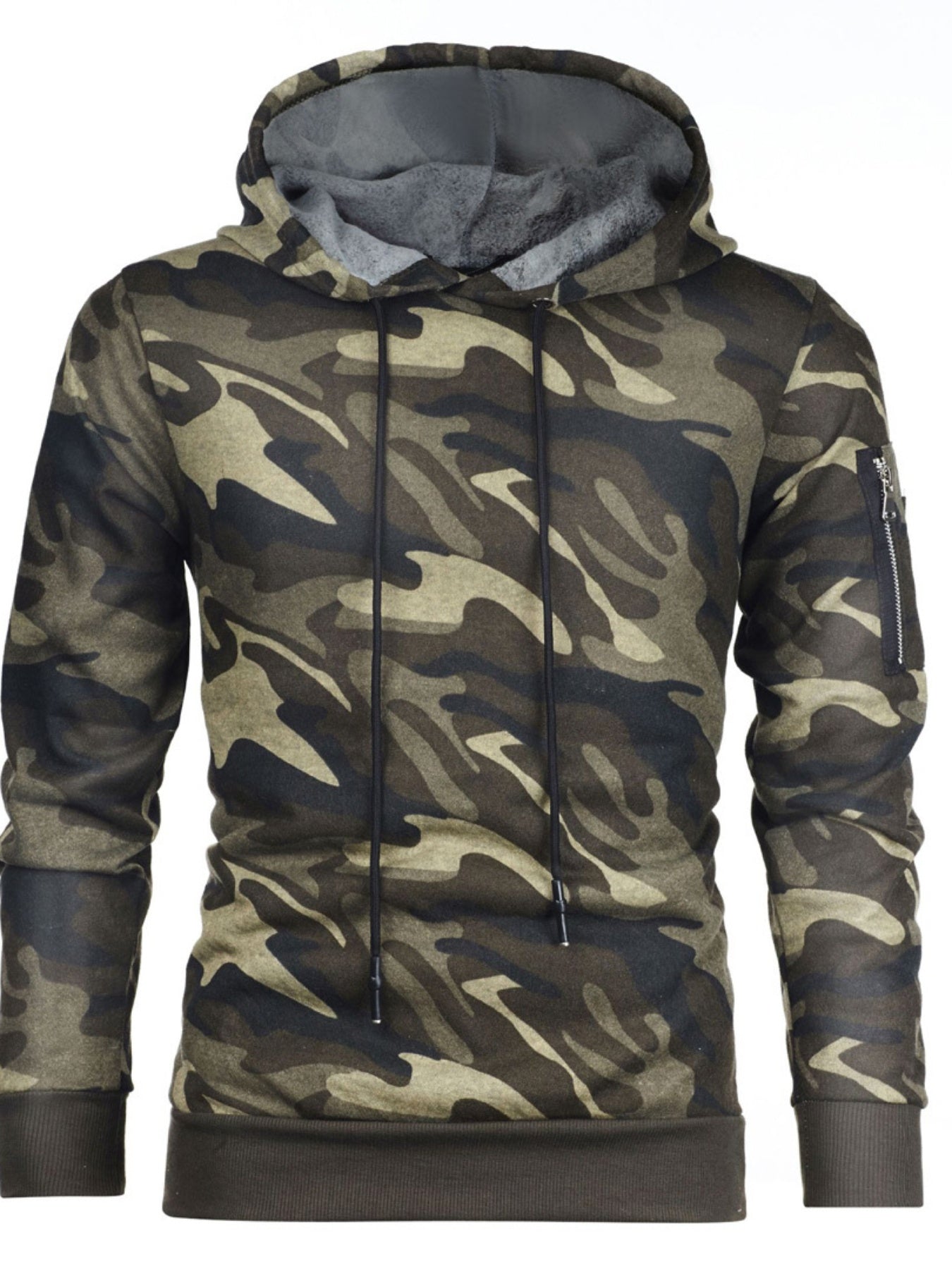 Men's Camouflage Hooded Sweater | Green or Grey | Camo Colors