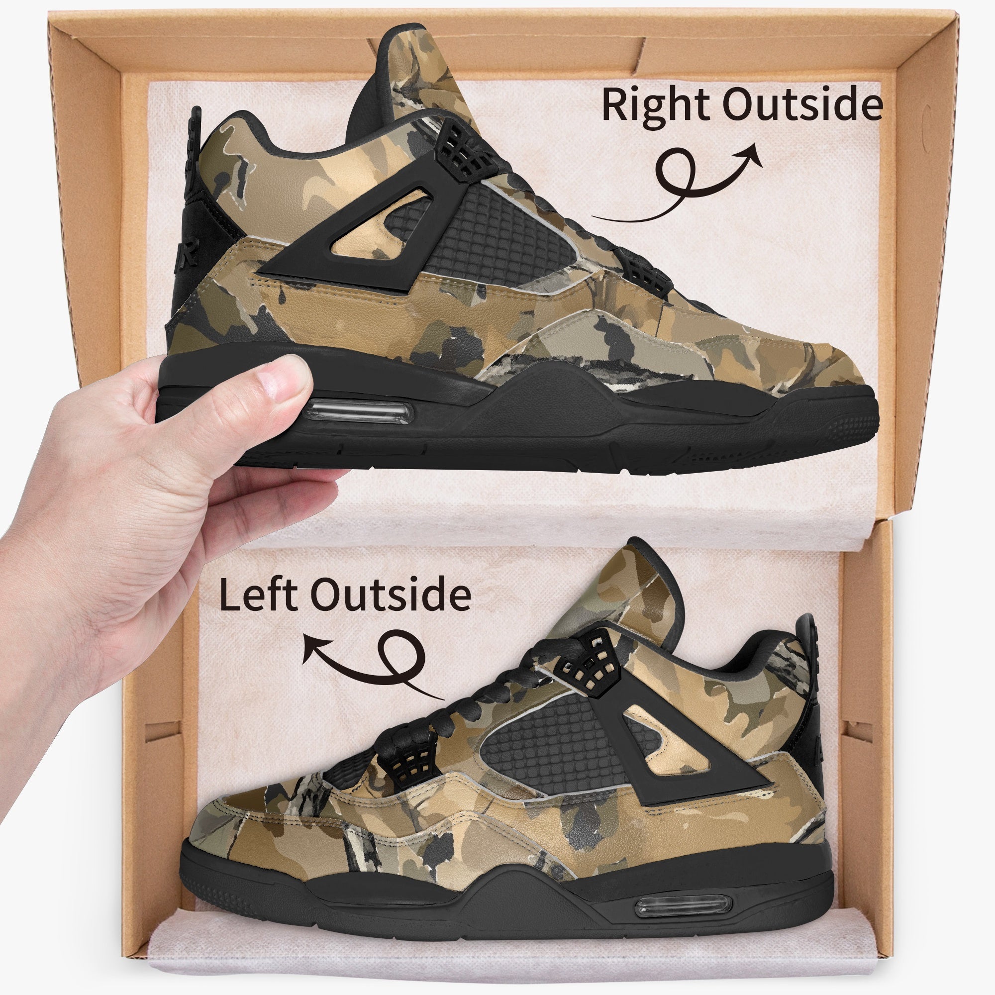 Hunting Sneakers AJ4 | Green Oak Tree Camouflage Camo Colors