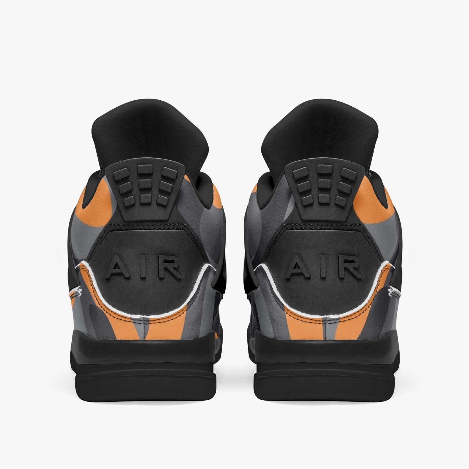 Camo Jordans AJ4 | Orange, Black and Gray Camo Colors