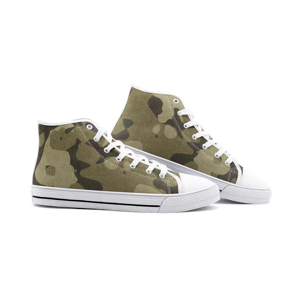 Camo Shoes | HIgh Top Canvas | Green Fabric Camouflage Camo Colors