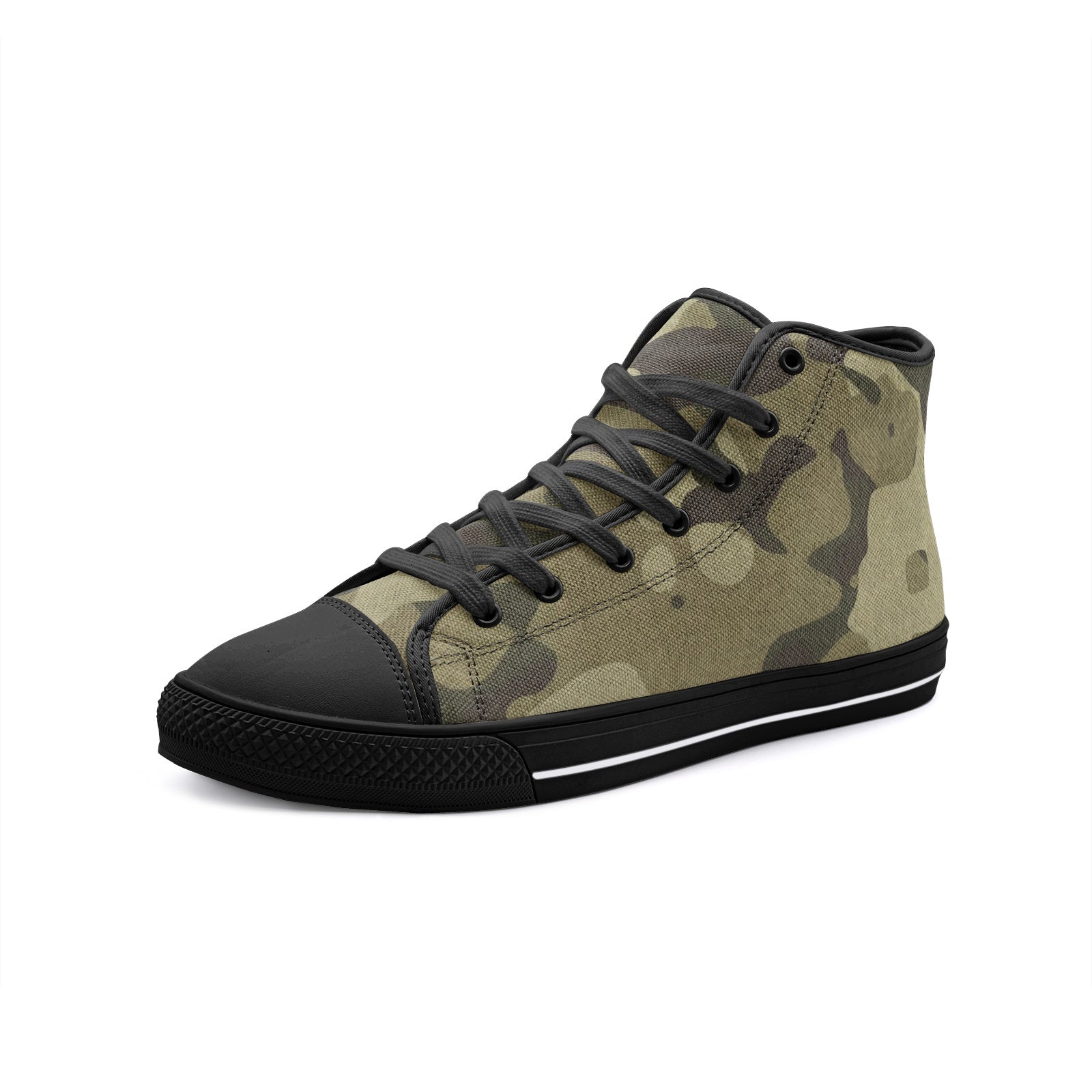 Camo Shoes | HIgh Top Canvas | Green Fabric Camouflage Camo Colors