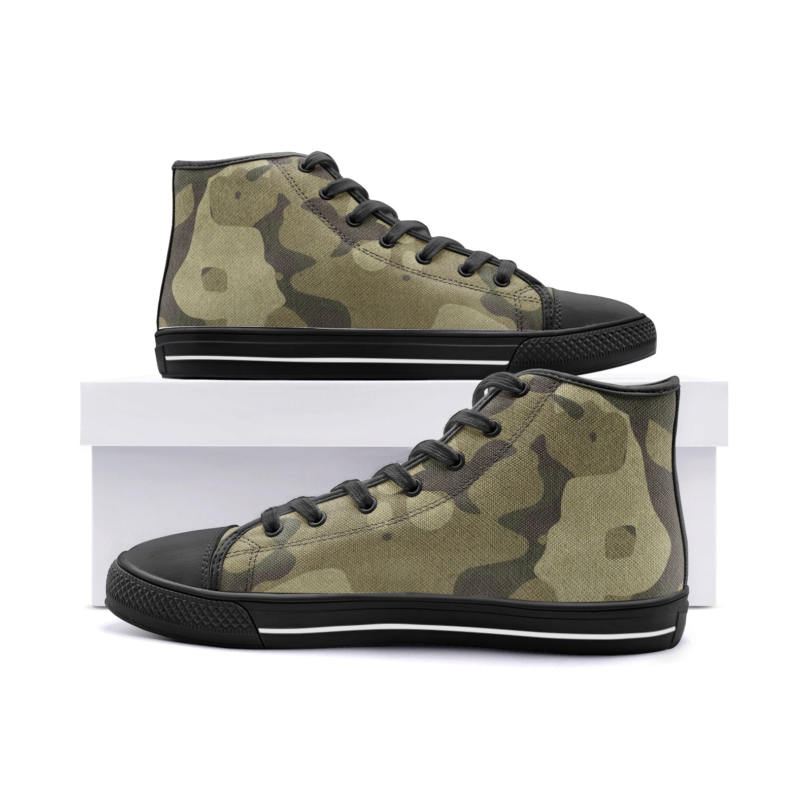Camo Shoes | HIgh Top Canvas | Green Fabric Camouflage Camo Colors