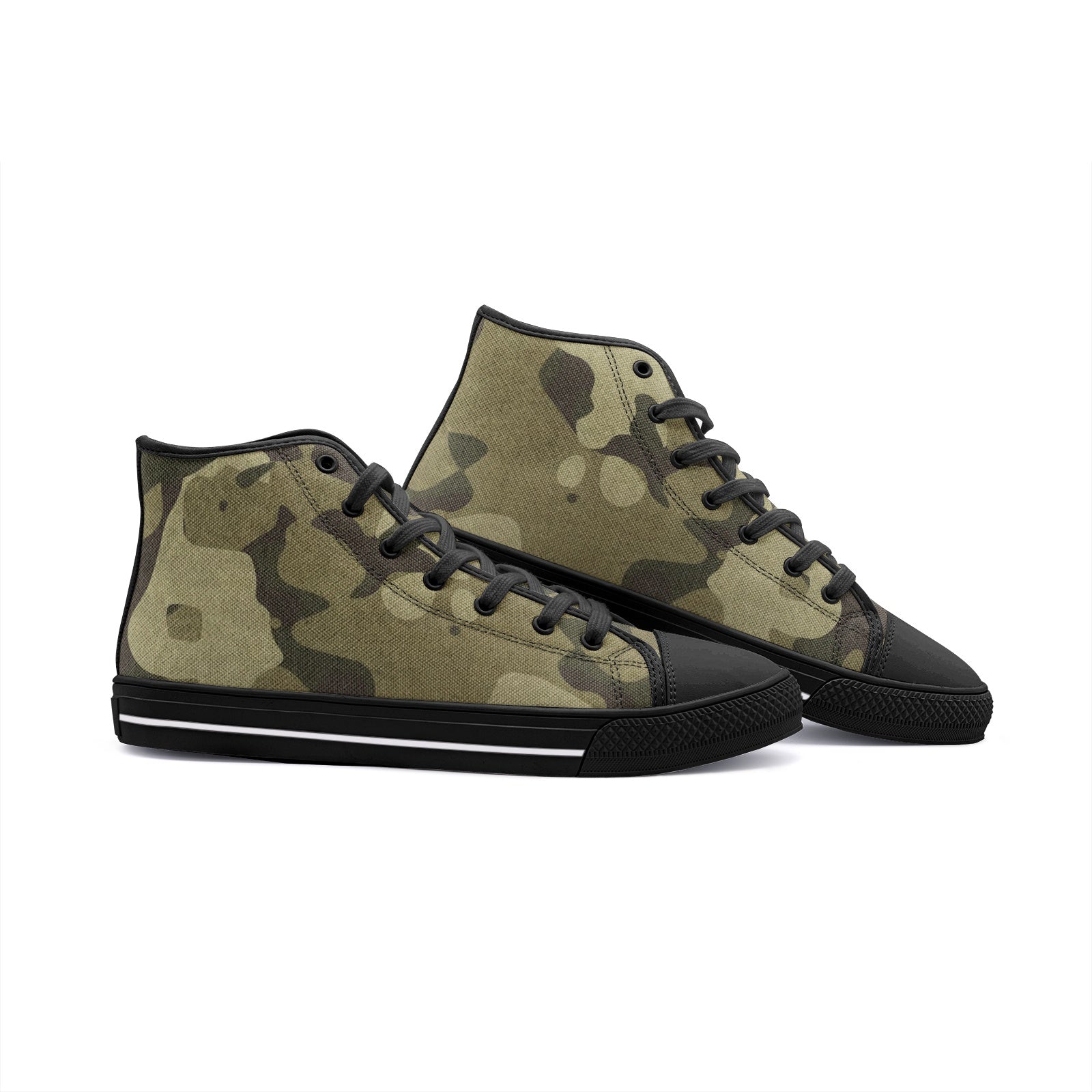 Camo Shoes | HIgh Top Canvas | Green Fabric Camouflage Camo Colors