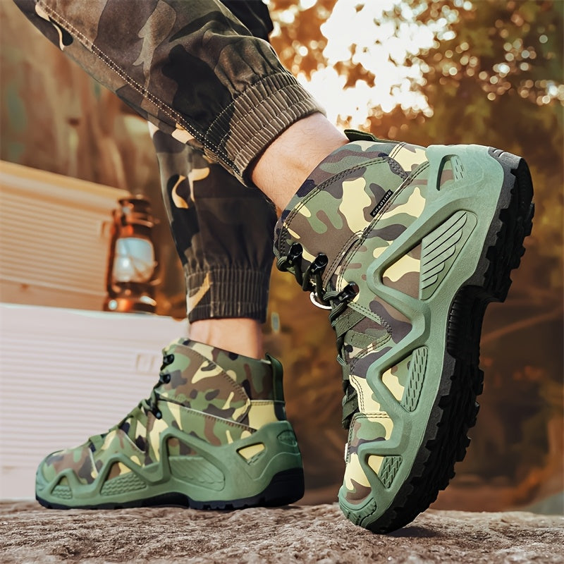 Men’s Comfy High Top Lace-Up Camouflage Walking Shoes Camo Colors