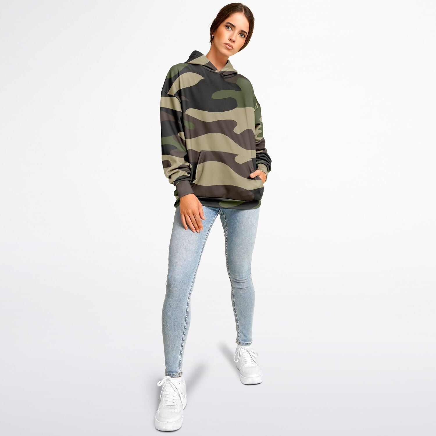 Green Oversized Camo Hoodie | Classic Camouflage Print | Camo Colors