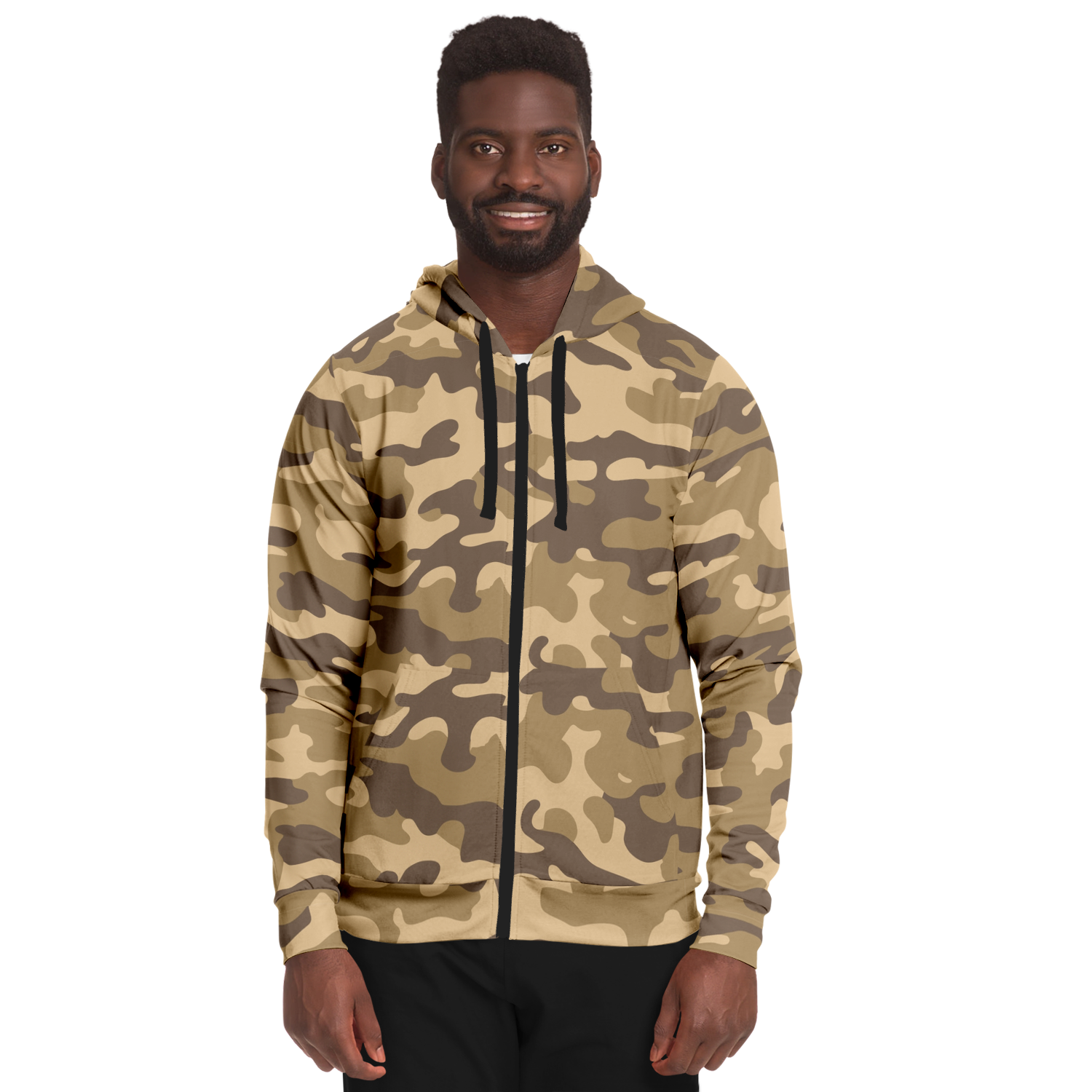 Zip-Up Hoodie | Khaki Camouflage style Camo Colors