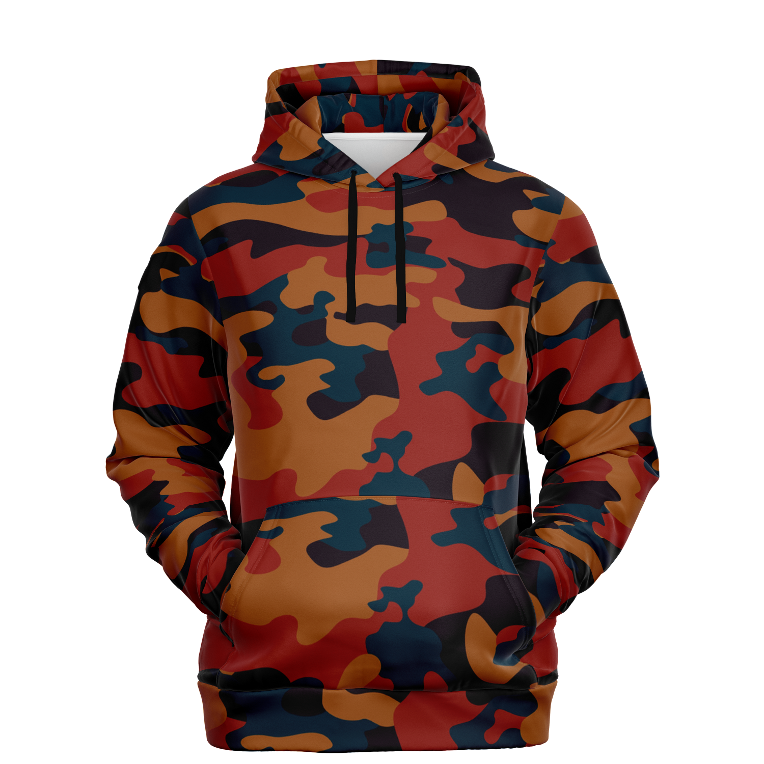 Camo Hoodie | Brown, Prussian Blue and Auburn Camo Colors