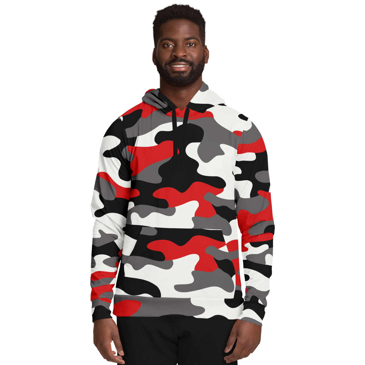 Camo Hoodie Red Black and White Camouflage Pullover