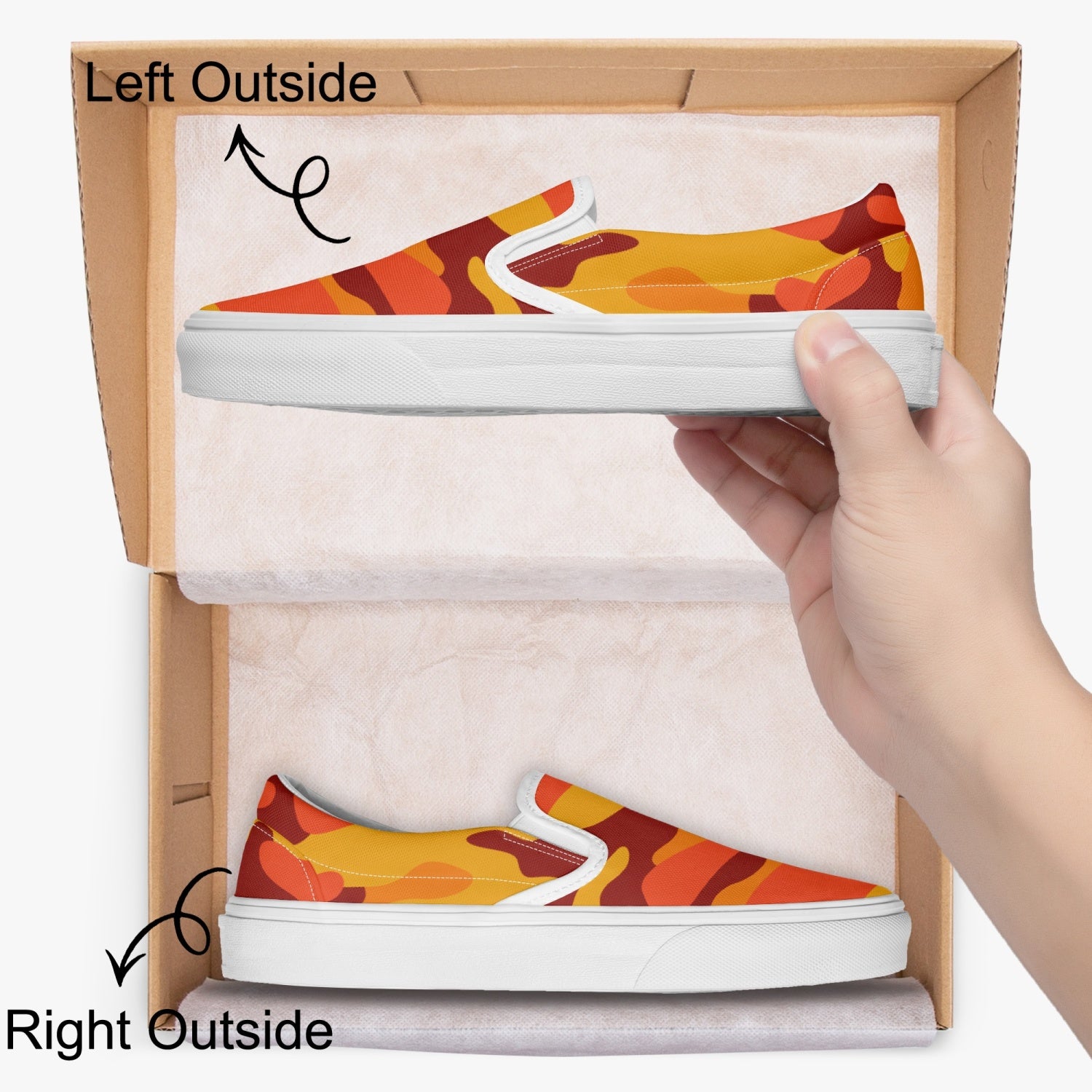 Camo Slip-On Shoes | Orange and Red Camouflage Camo Colors