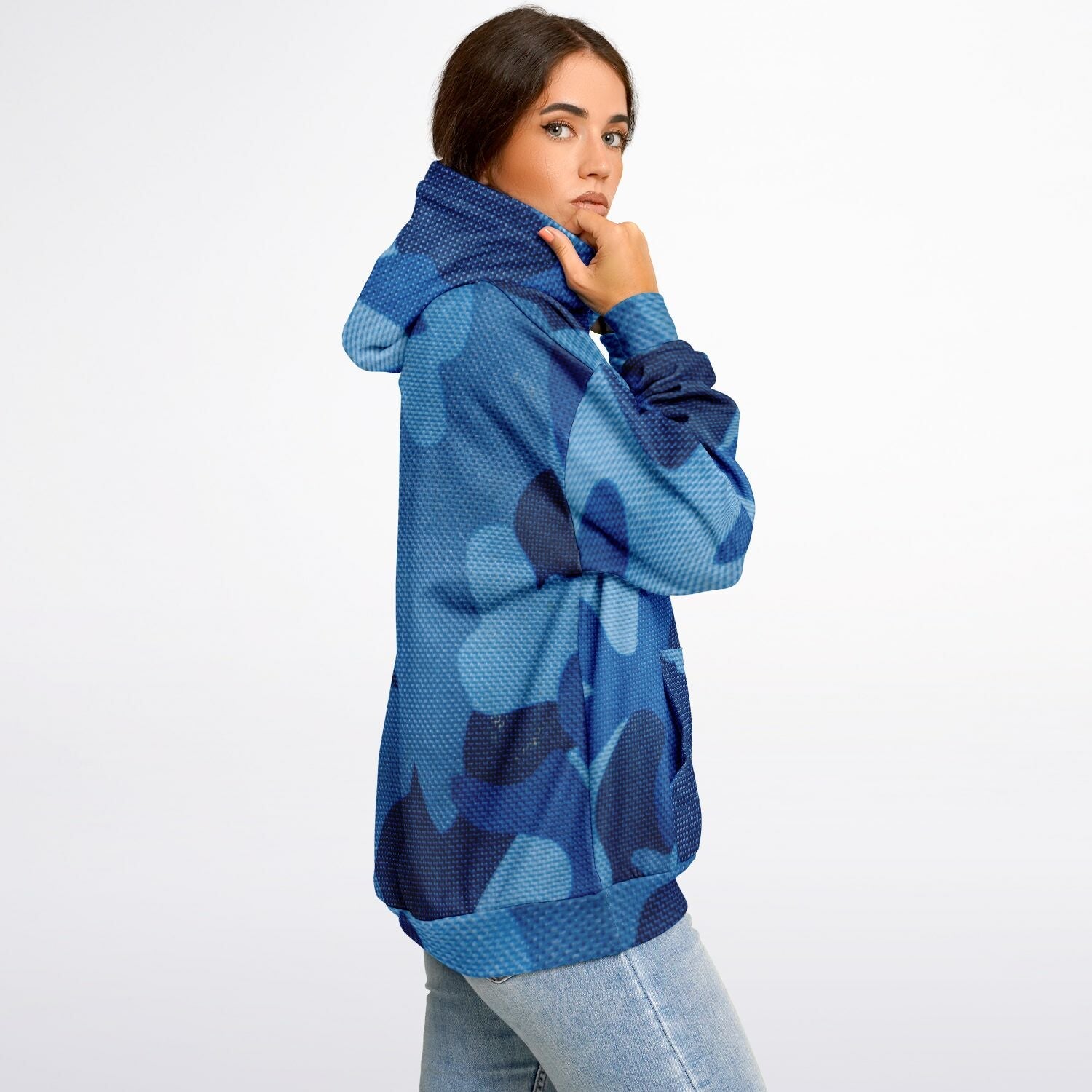 Blue Oversized Hoodie | Camouflage Cloth Pattern | Camo Colors