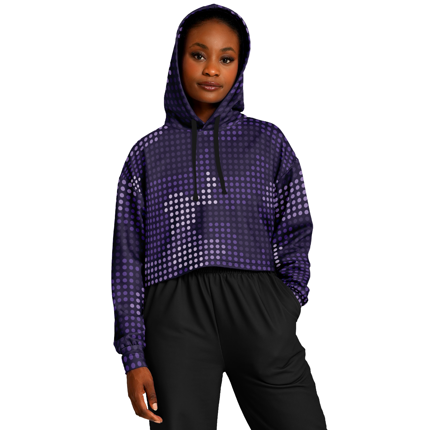 Cropped Hoodie For Women | Blue LED Screen Camouflage Pattern Camo Colors