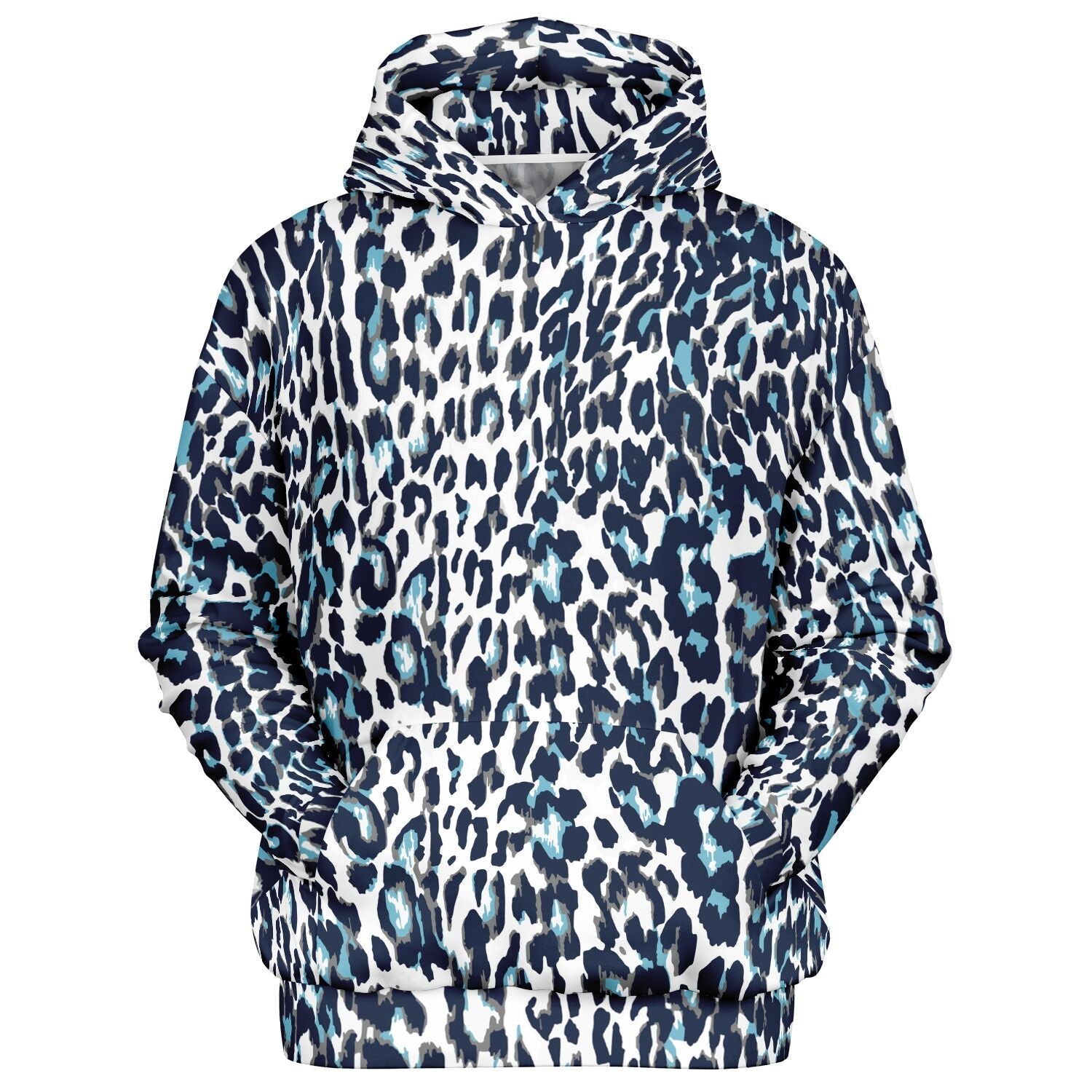 Oversized Leopard Hoodie – Blue and White | Camo Colors
