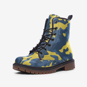 Blue and Yellow Camo Boots | Leather Lightweight Camo Colors