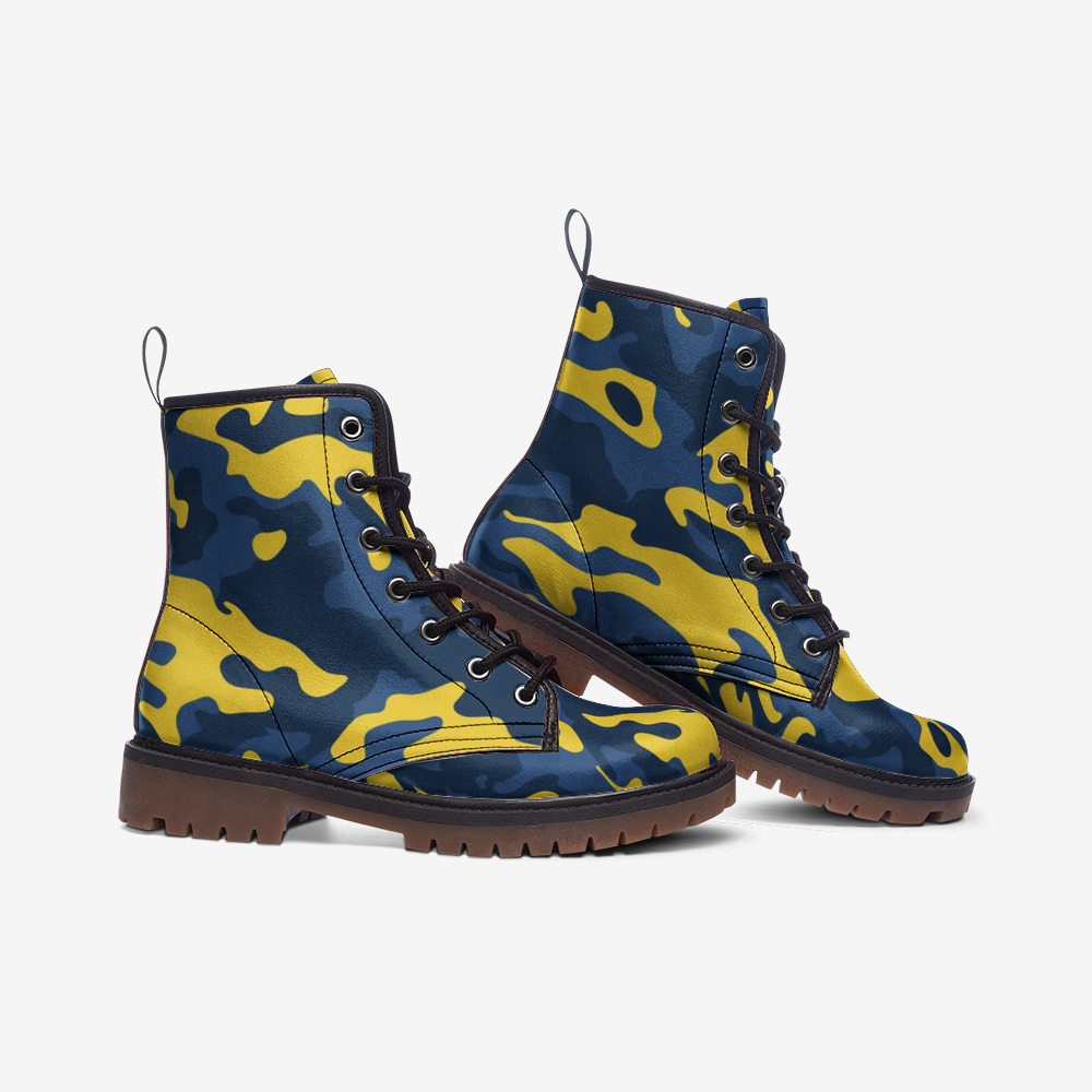 Blue and Yellow Camo Boots | Leather Lightweight Camo Colors