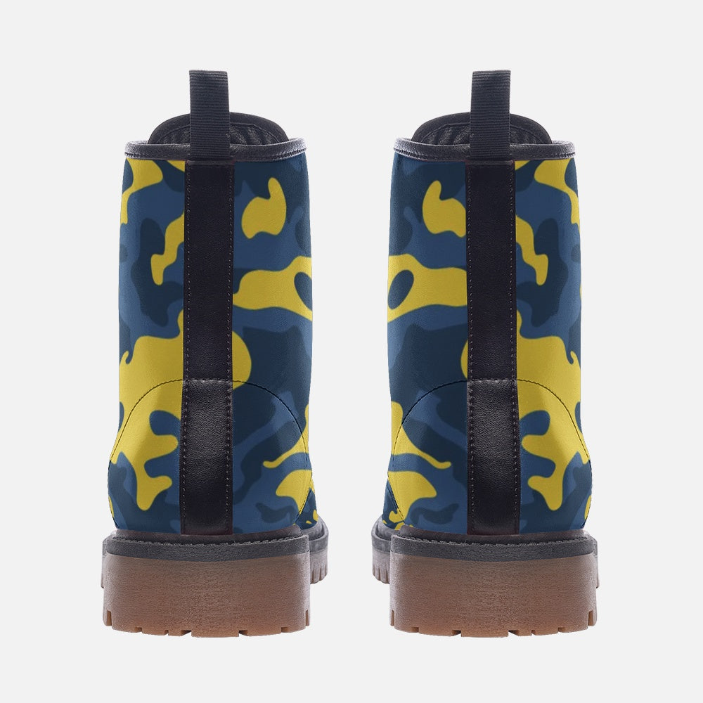 Blue and Yellow Camo Boots | Leather Lightweight Camo Colors