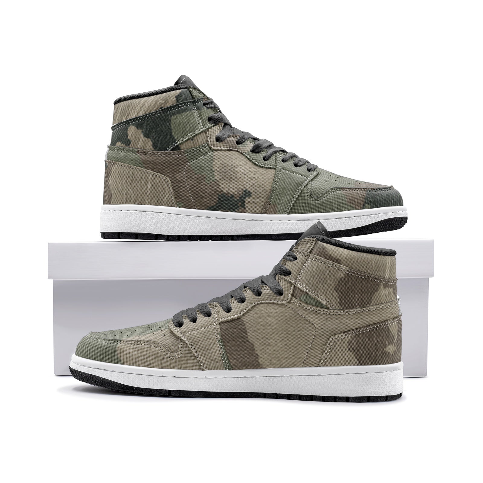Camo Sneakers AJ 1 | High-Top | Dirty Brown Camouflage Camo Colors