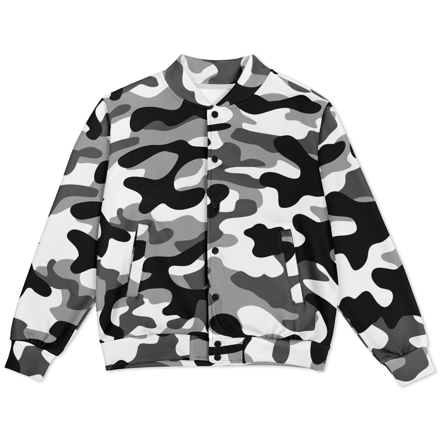 Baseball Camo Jacket | Military Camouflage in Black, Grey & White Camo Colors