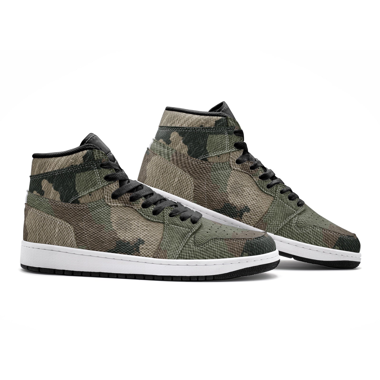 Camo Sneakers AJ 1 | High-Top | Dirty Brown Camouflage Camo Colors