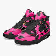 Leopard Jordans AJ4 | Cerise Pink, Orange and Black Pattern Camo Colors