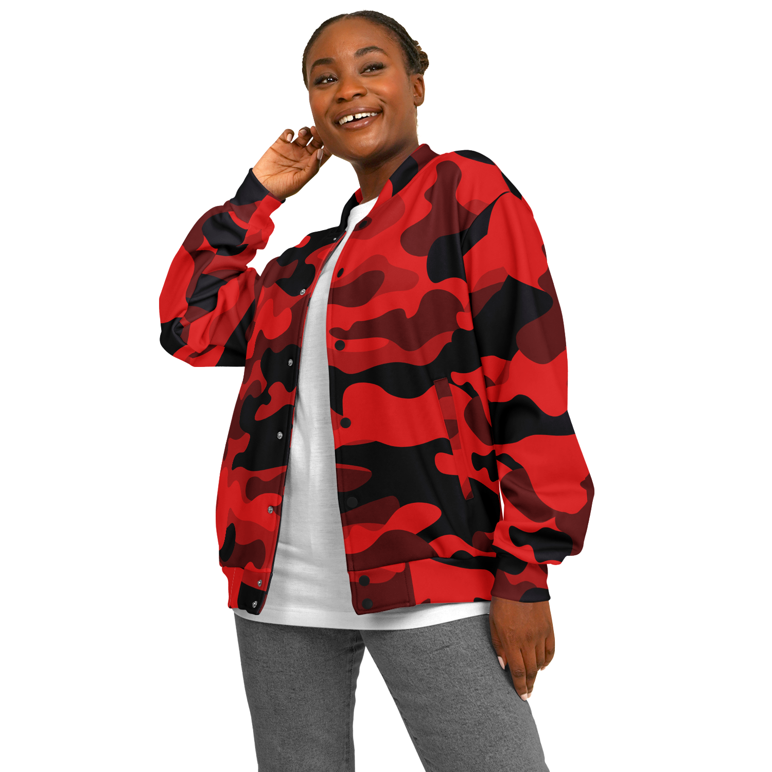 Red Camo Baseball Jacket | Premium, Heavyweight Coat Camo Colors
