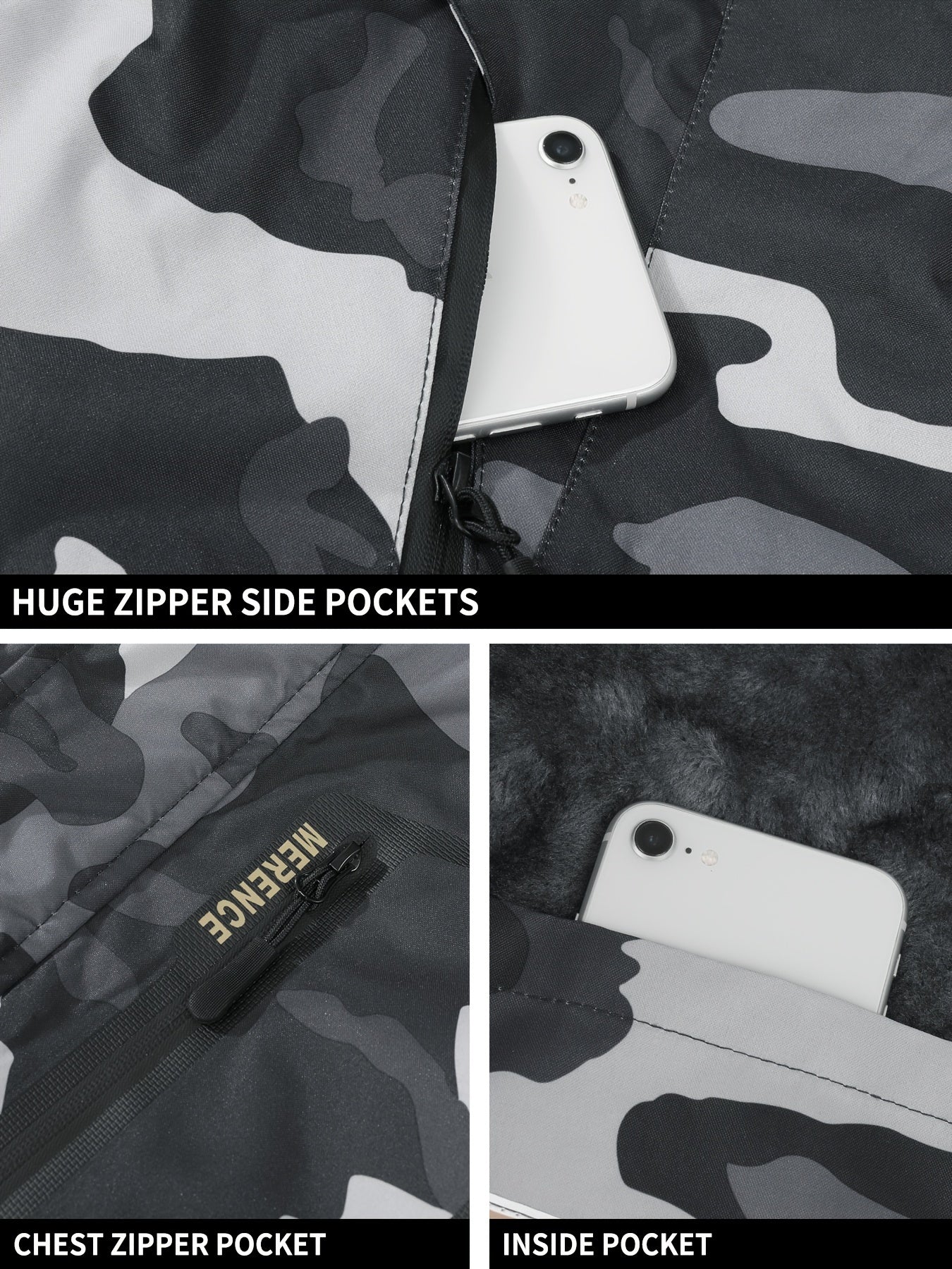 Men's Mountain Ski Jacket Windproof Jacket | Slate Grey Camo Colors