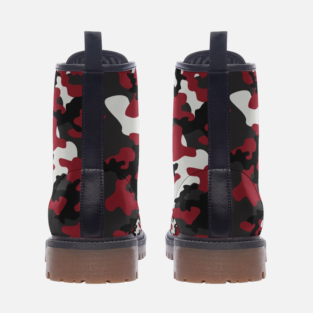 Red Camo Boots | MIxed Jungle Green, Black, & White Leather Camo Colors