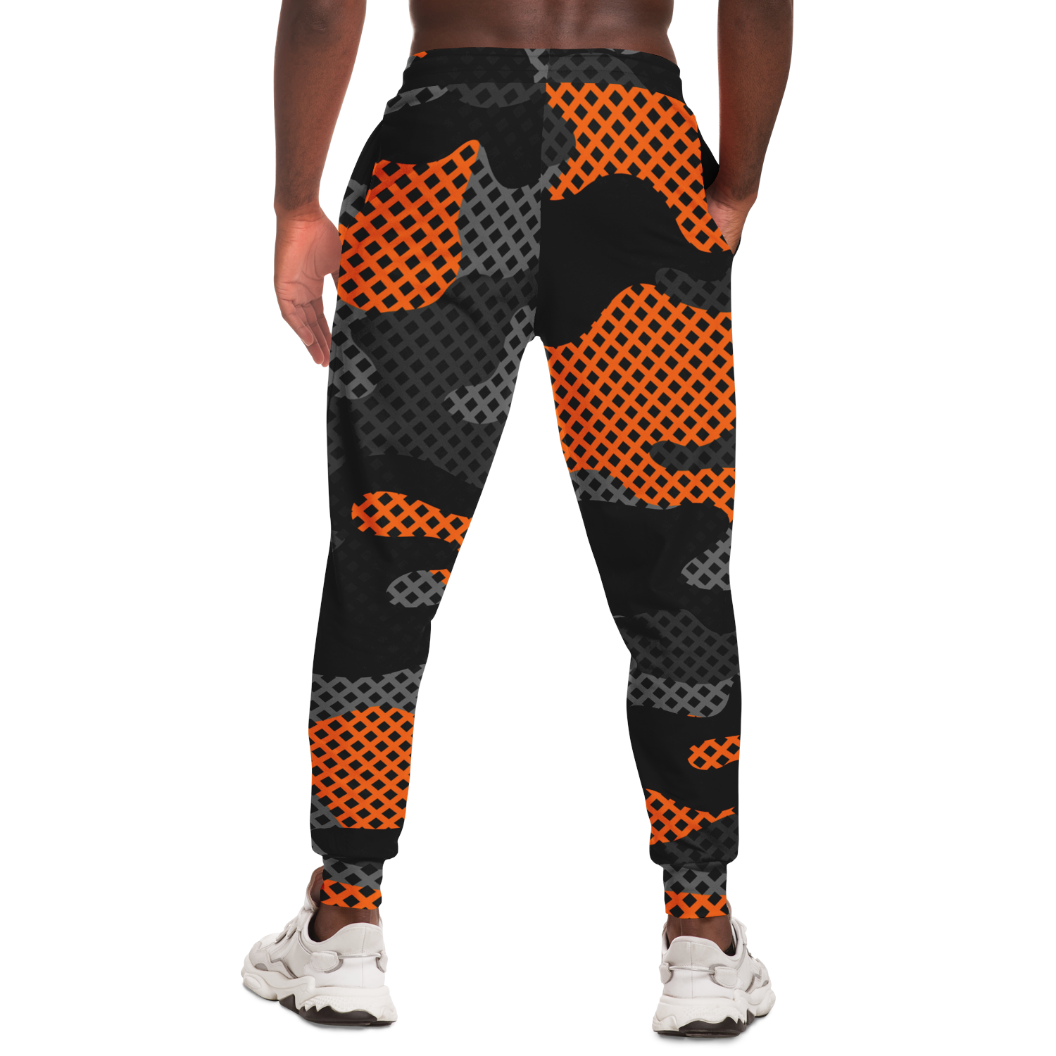 Camo Sweatpants | Unisex | Black & Orange Pixel Pattern Camo Colors
