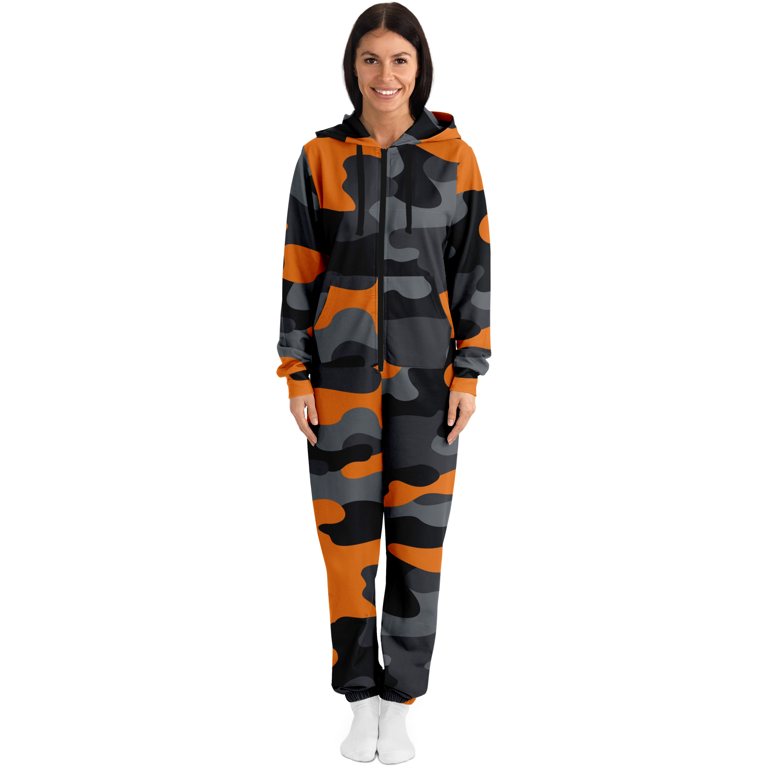 Camo Onesie | Orange, Black and Gray Camo Colors