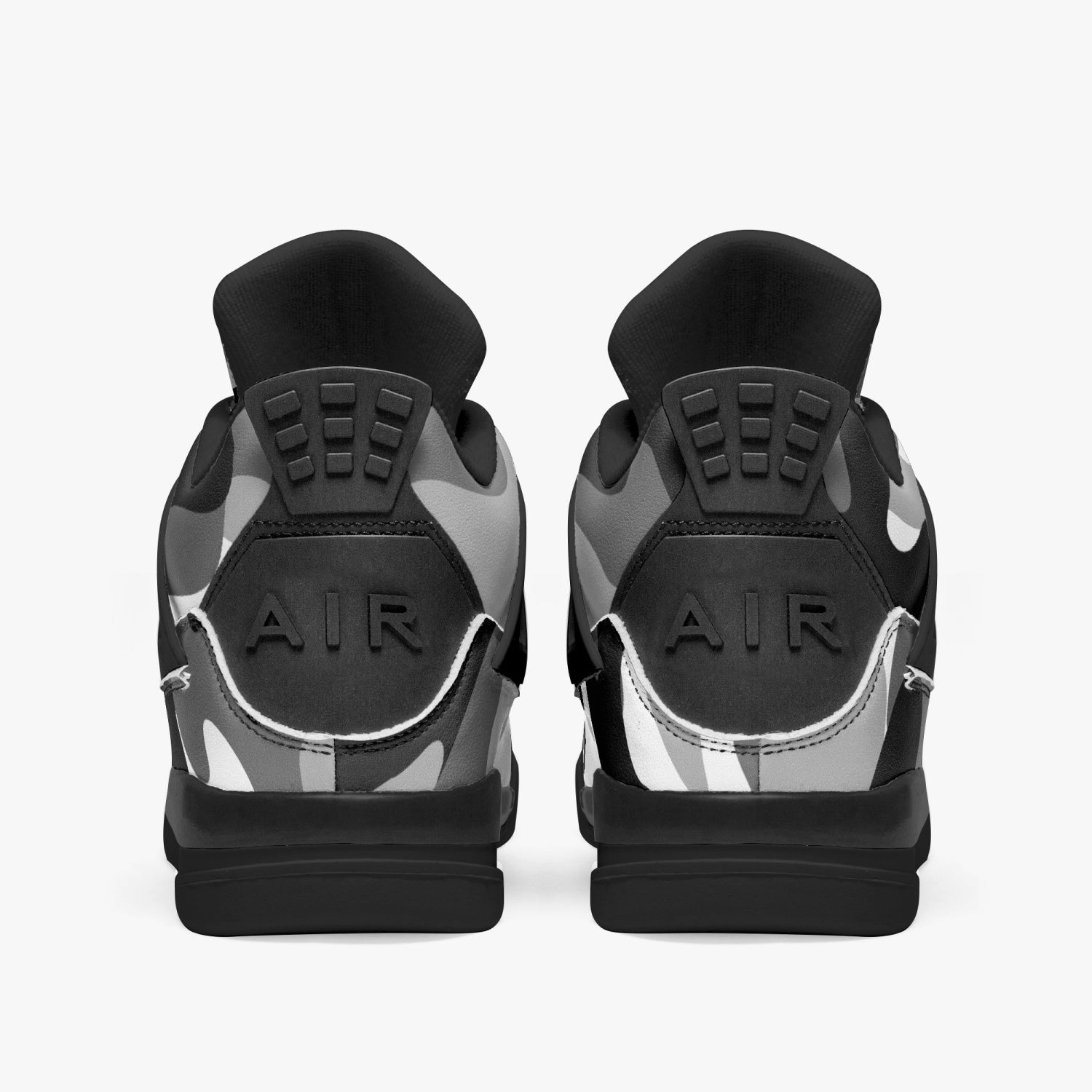 Camo Jordans AJ4 | Gray, Black and White Camo Colors