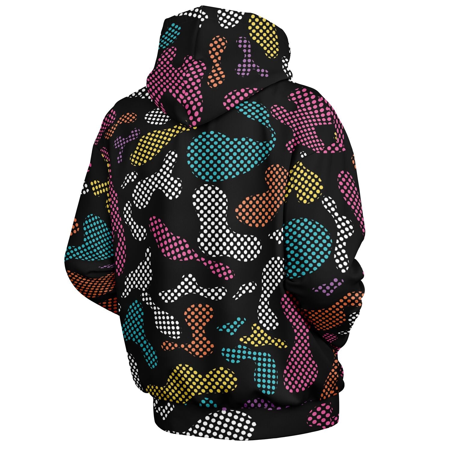 Black Oversized Hoodie | Pixel Camouflage in PInk and Yellow | Camo Colors