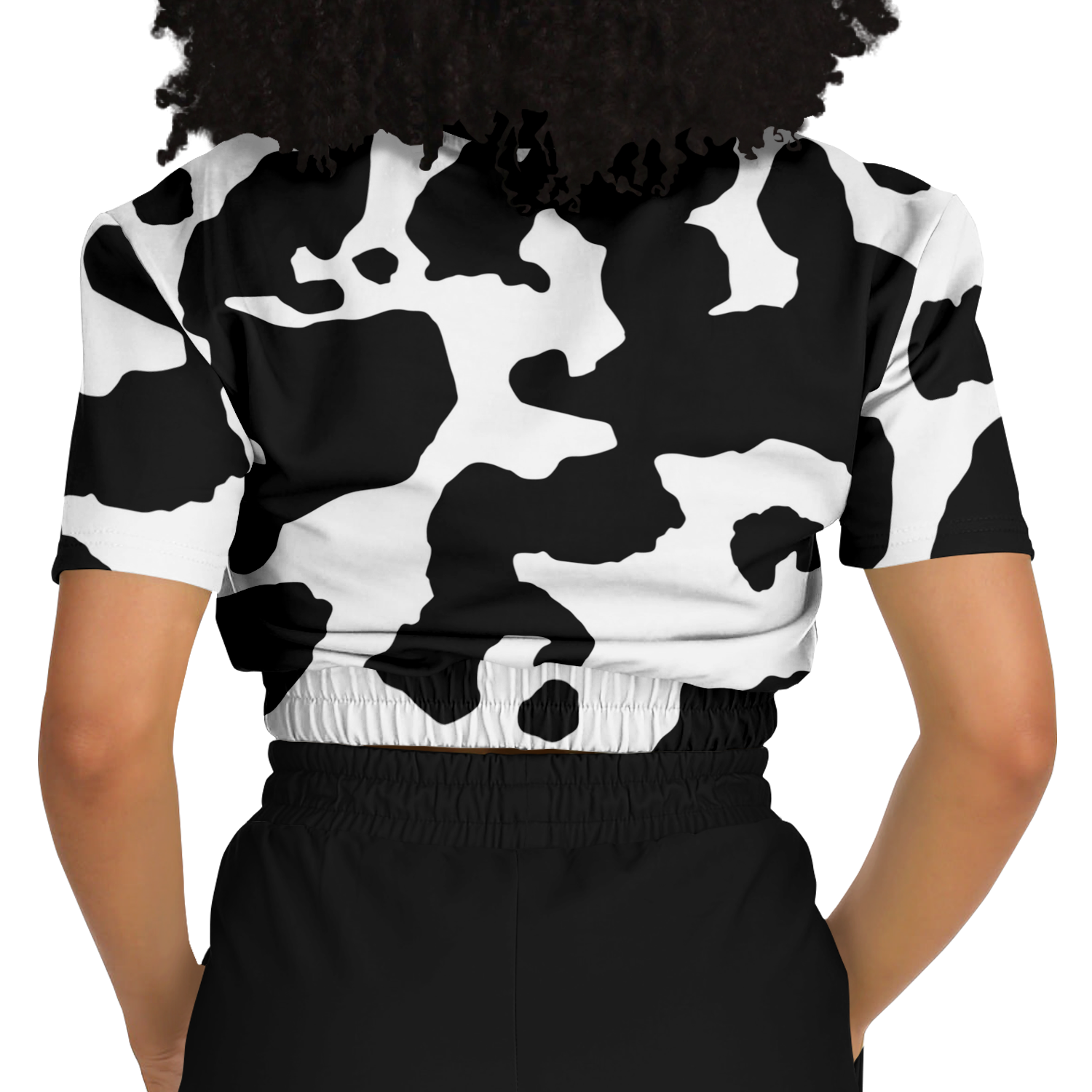 Camo Crop Top Sweatshirt | Black & White Cow Camo Colors