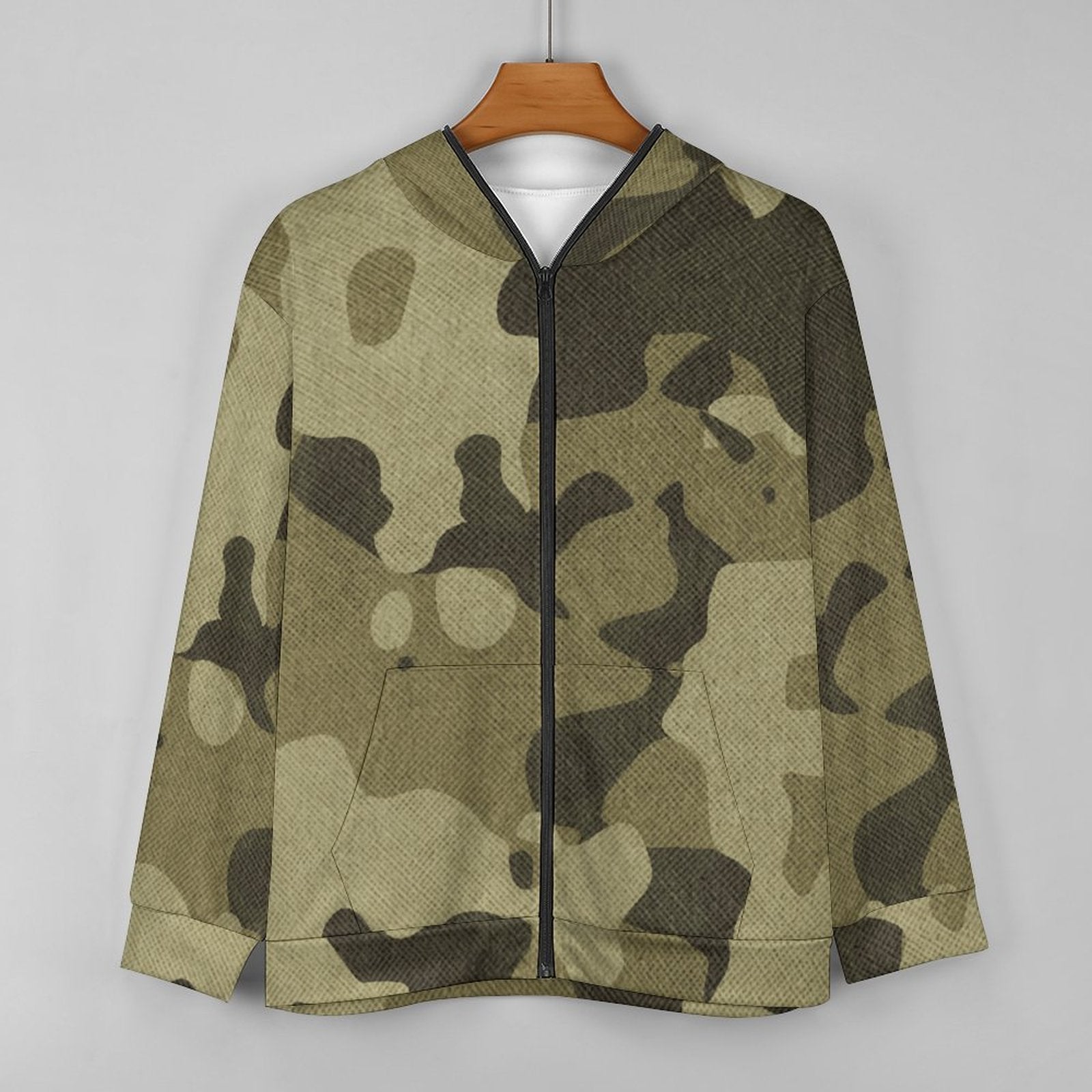 Zip Camo Hoodie | Green Fabric Camouflage style Camo Colors
