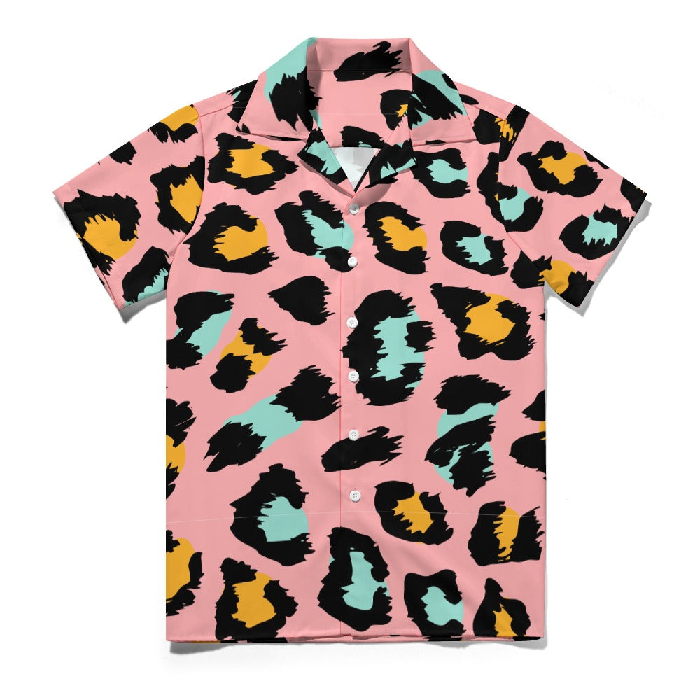 Pink Panther Men's Shirt | Cuban Collar Style | Camo Colors