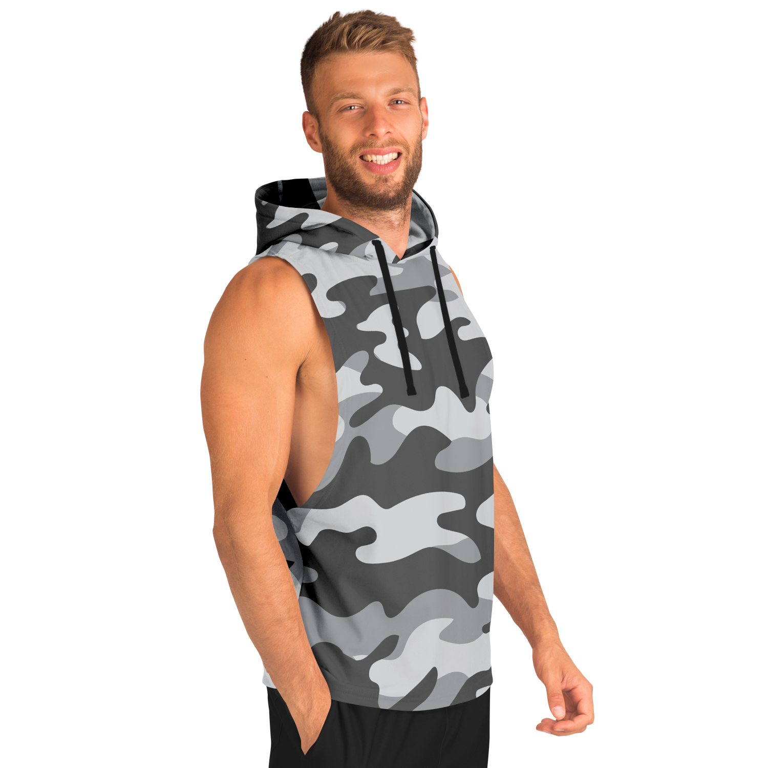 Sleeveless Camo Hoodie | Shades of Grey Camouflage | Camo Colors