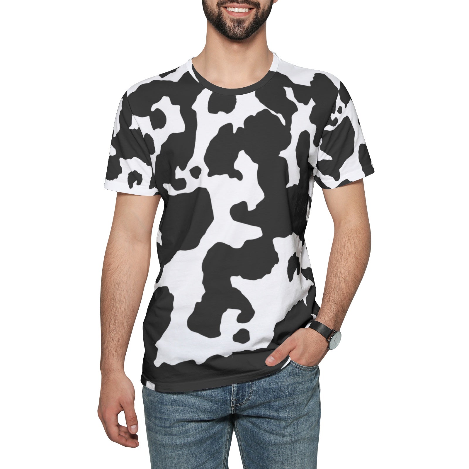 Camo T-shirt | Cotton | Unisex | Black & White Camo Colors
