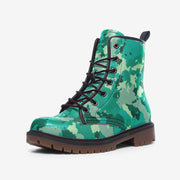 Cyan Green Camo Boots | Lightweight Leather Camo Colors